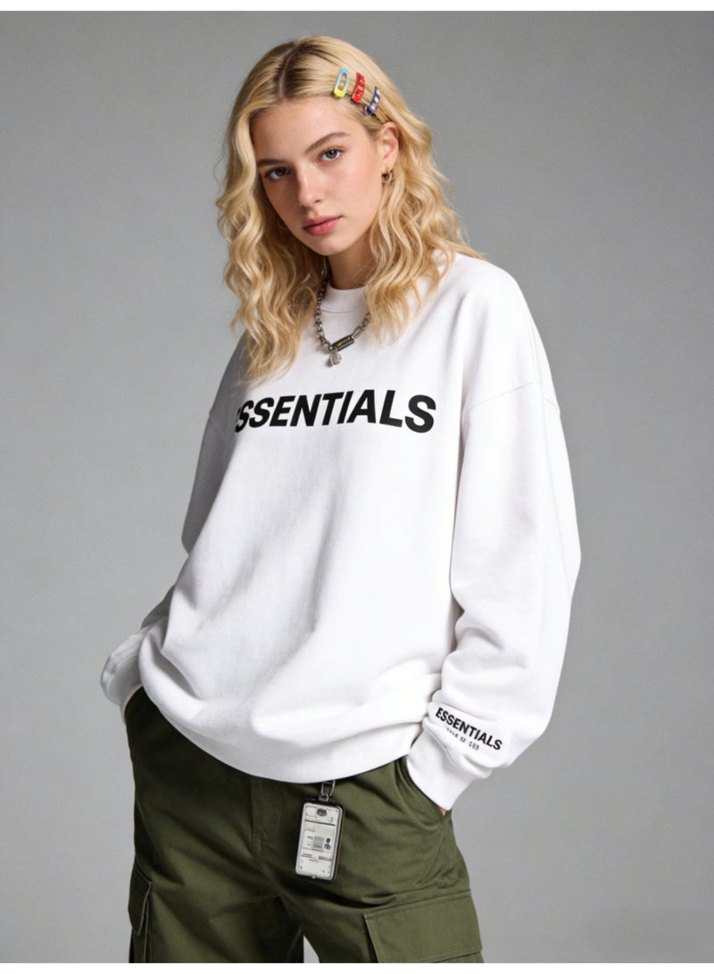 إيسنشالز ESSENTIALS letter printed round neck sweater heavy terry cotton loose shoulder coat American high street genderless couple - Image 2